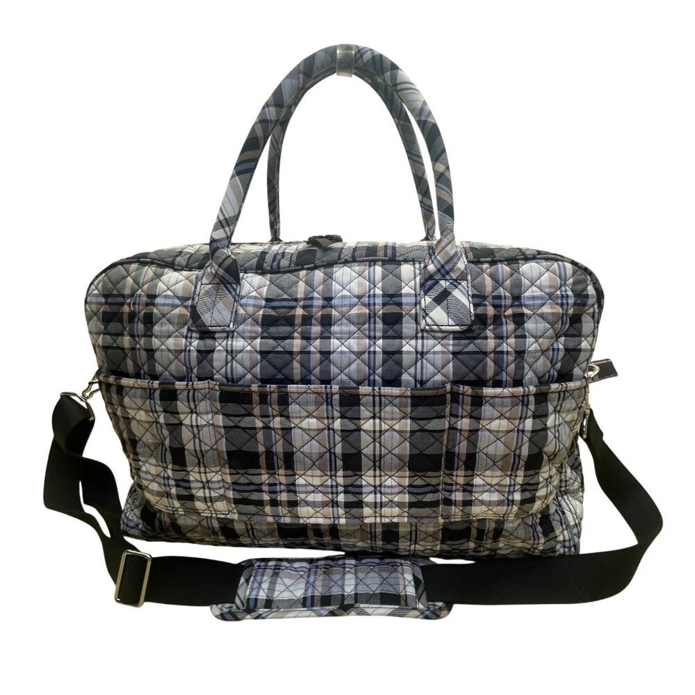 Vera Bradley Women’s Plaid Quilted With Adjustable Strap Weekender Travel Bag - Picture 3 of 12